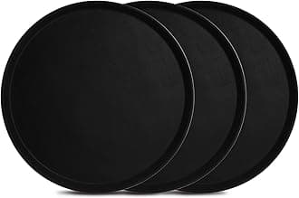 TOPZEA 3 Pack Large Restaurant Serving Tray, 16 Inch Plastic Round Server Tray, Non-Skid Bar Drink Trays Cafeteria Buffet Food Service Trays for Coffee Table, Hotel, Party