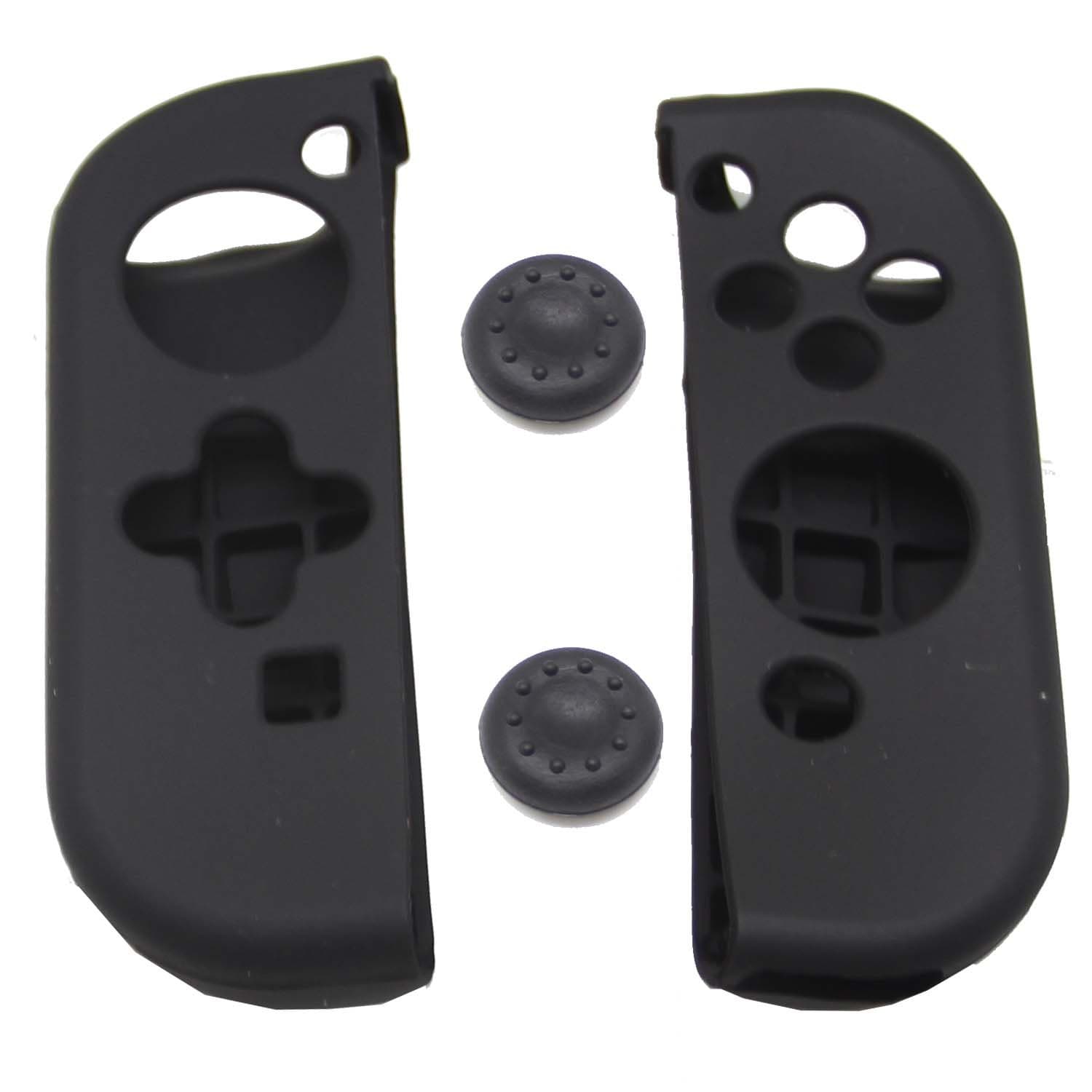 Jietron Silicone Case Kit for Nintendo Switch Joy-con Controller(2 silicone case and 2 thumb grips)-Black