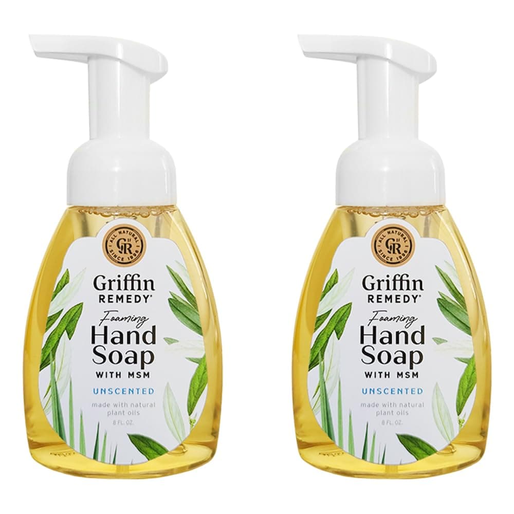 Foaming Hand Soap - Unscented with Organic MSM, Moisturizing, All-Natural, Paraben-Free, 8 fl oz, 2 count