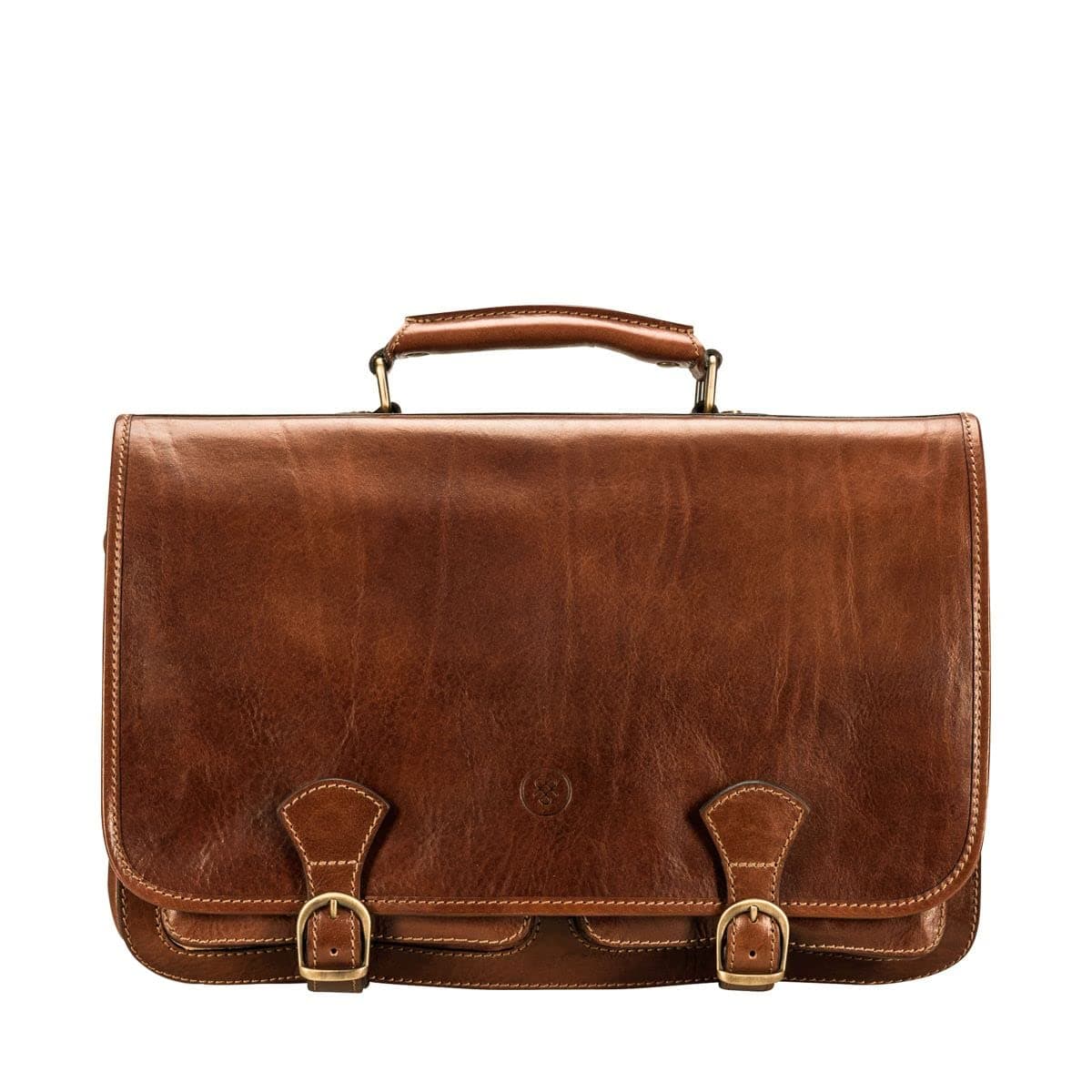 Maxwell Scott - Mens Luxury Full Grain Leather Satchel Briefcase Bag - 3 Section with Hidden Popper Closure - The Jesolo3