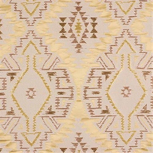 Swatch Sample Fabric Robert Allen Beacon Hill Modern Art Yellow Lotus Silk Tribal Aztec HH3