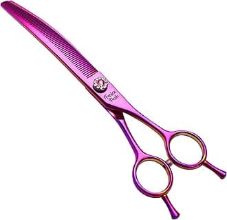 Fenice Peak Professional Dog Grooming Scissors Pet Curved Thinning Shears 7.0'' Extremely Sharp Blades 440C Thinning Scissors Durable Smooth Motion & Fine Cut for Dogs and Cats (Multicolored)