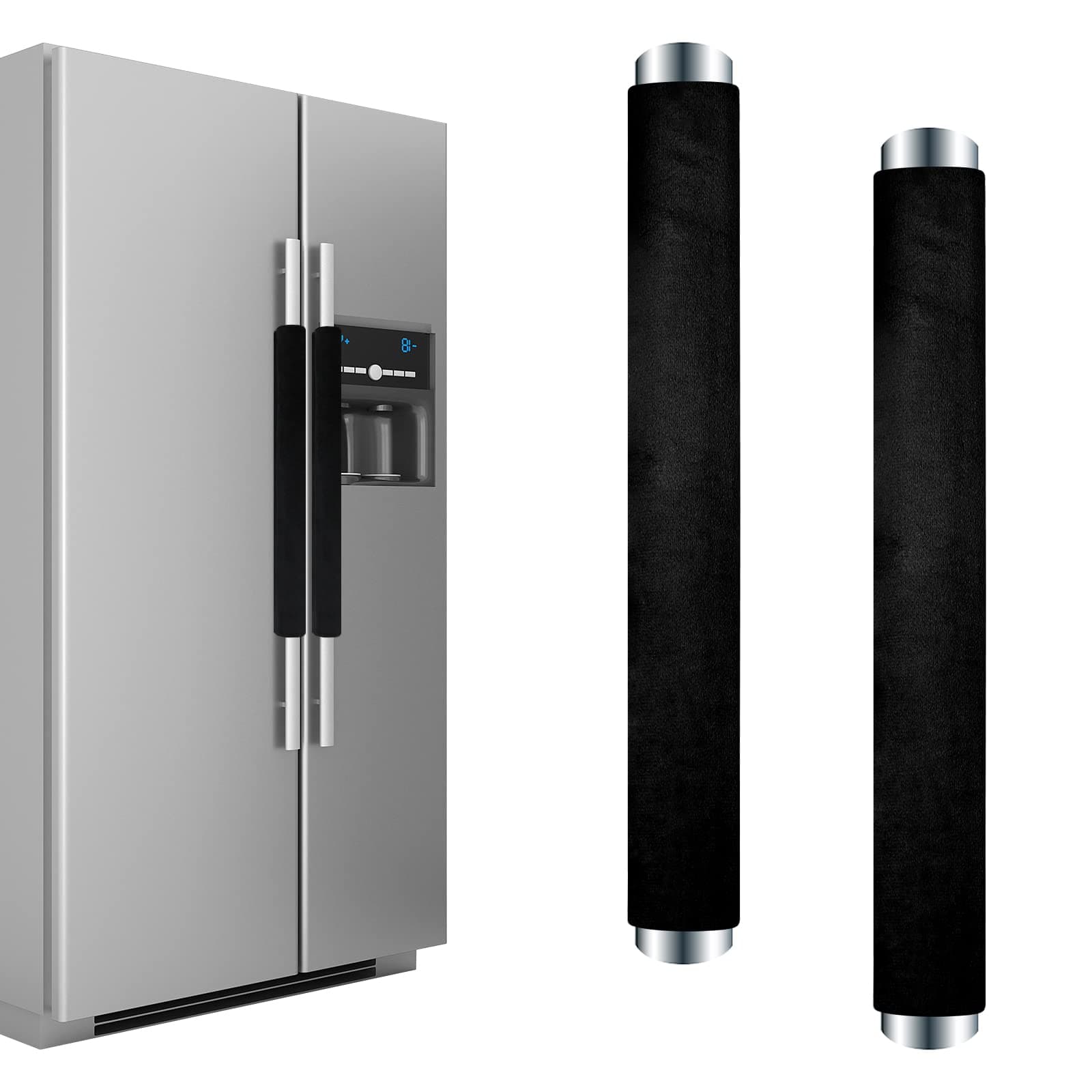 Refrigerator Door Handle Covers Washable Cloth Kitchen Decor Keep Appliance Clean Anti-Static Stains for Fridge Dishwashers Velvet (2Pcs Black)