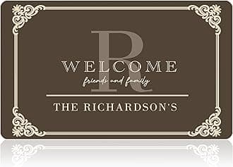 Personalized Monogram Door Mats with Family Name Custom Welcome Door Mat for Front Door with Anti-Slip Backing Personalized Doormat with Initial for Home Entrance Made in USA