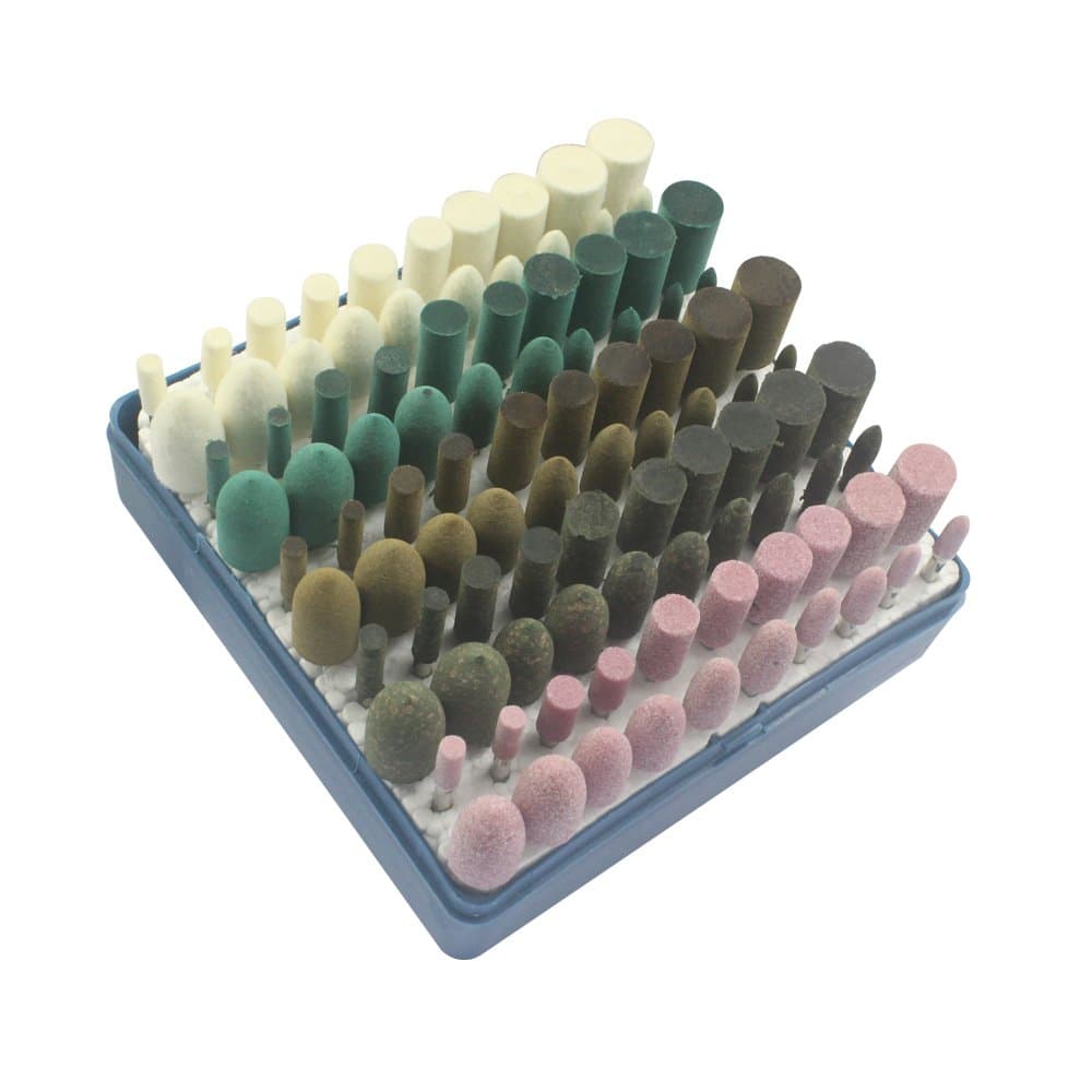 100 Pcs Polishing Grinding Bits, 1/8 Inch Shank Wool/Sesame/Rubber/Cowhide/Abrasive Stone Grinding Tools