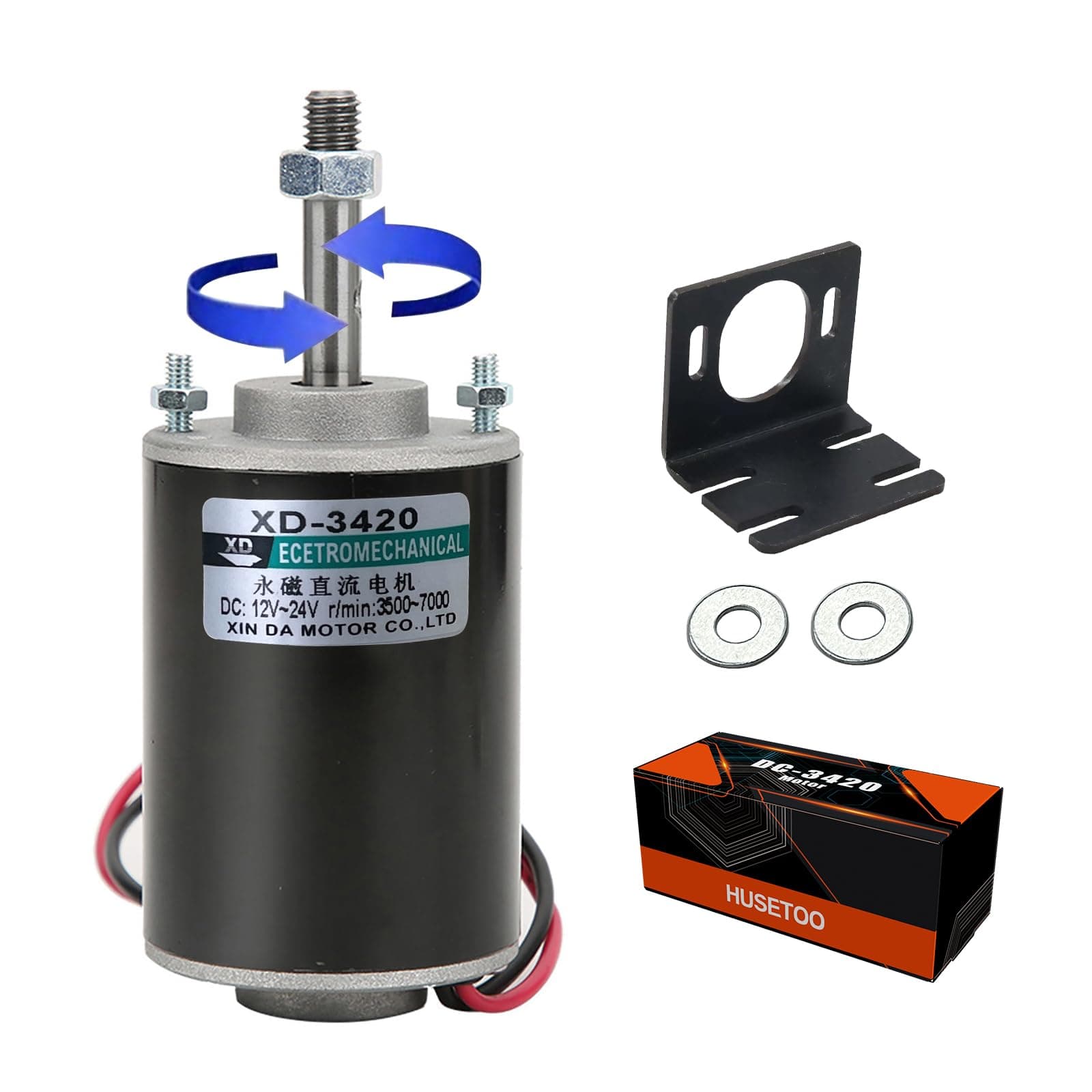 High Torque DC Motor 12 V/24 V Permanent Magnet Motor Mini DC Motor DIY Generator Motor 30W CW/CCW with Moun