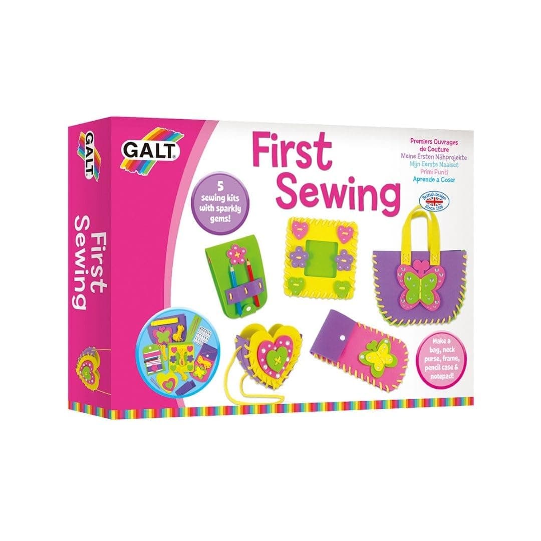 First Sewing Kit - 5 Childrens Sewing Kits, Craft Kit for Kids - Introduction to Sewing, Colourful Learn to Sew Set - Step by Step Guide - Make a Bag, Frame, Purse and More - Ages 5 Years Plus