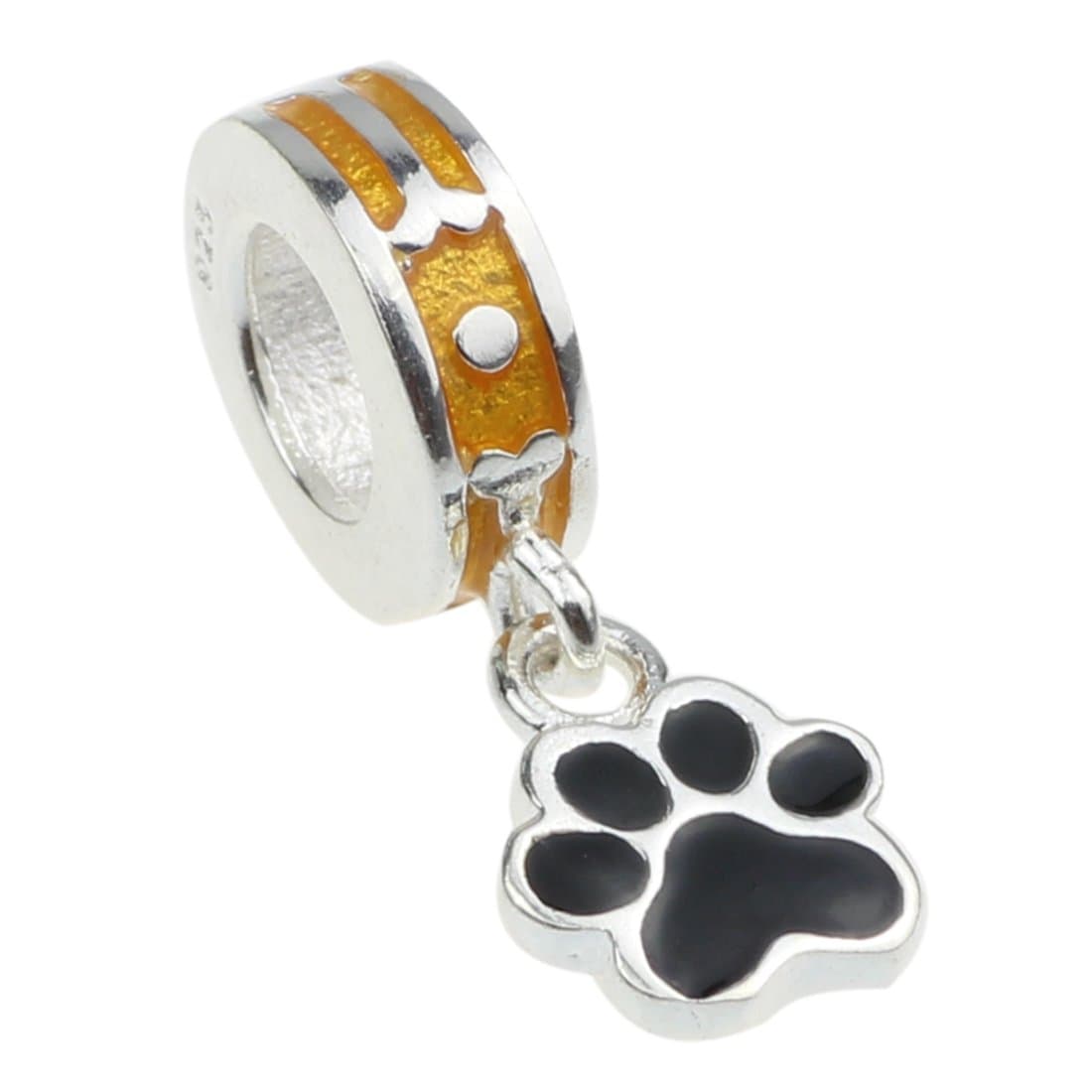 Beads Hunter Puppy Dog Paw .925 Solid Sterling Silver Charm Dangle