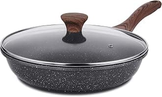 SENSARTENonstick Frying Pan Skillet with Lid, Swiss Granite Coating Omelette Pan with Cover, Healthy Cookware Chef's Pan with Top, PFOA Free (10" + Glass Lid)