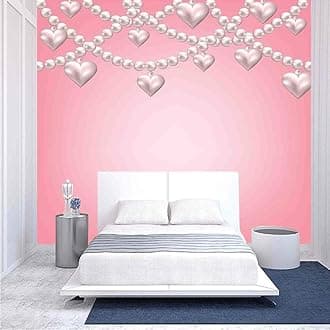 116x83 inches Wall Mural,Heart Pearl Necklace Design Vintage Style Accessory Love Celebrating Artwork Print Decorative Peel and Stick Self-Adhesive Wallpaper Removable Large Wall Sticker Wall Decor fo