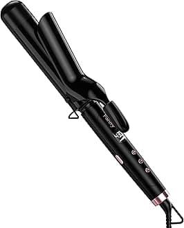 1.5 inch Curling Iron For Long Hair, Lightweight Long Barrel Curling Iron 1 1/2 Inch, Ceramic Curling Wand Infused Argan Oil & Keratin for Bouncy Curls, 9 Temp Digital Display & Lock Key, Glove