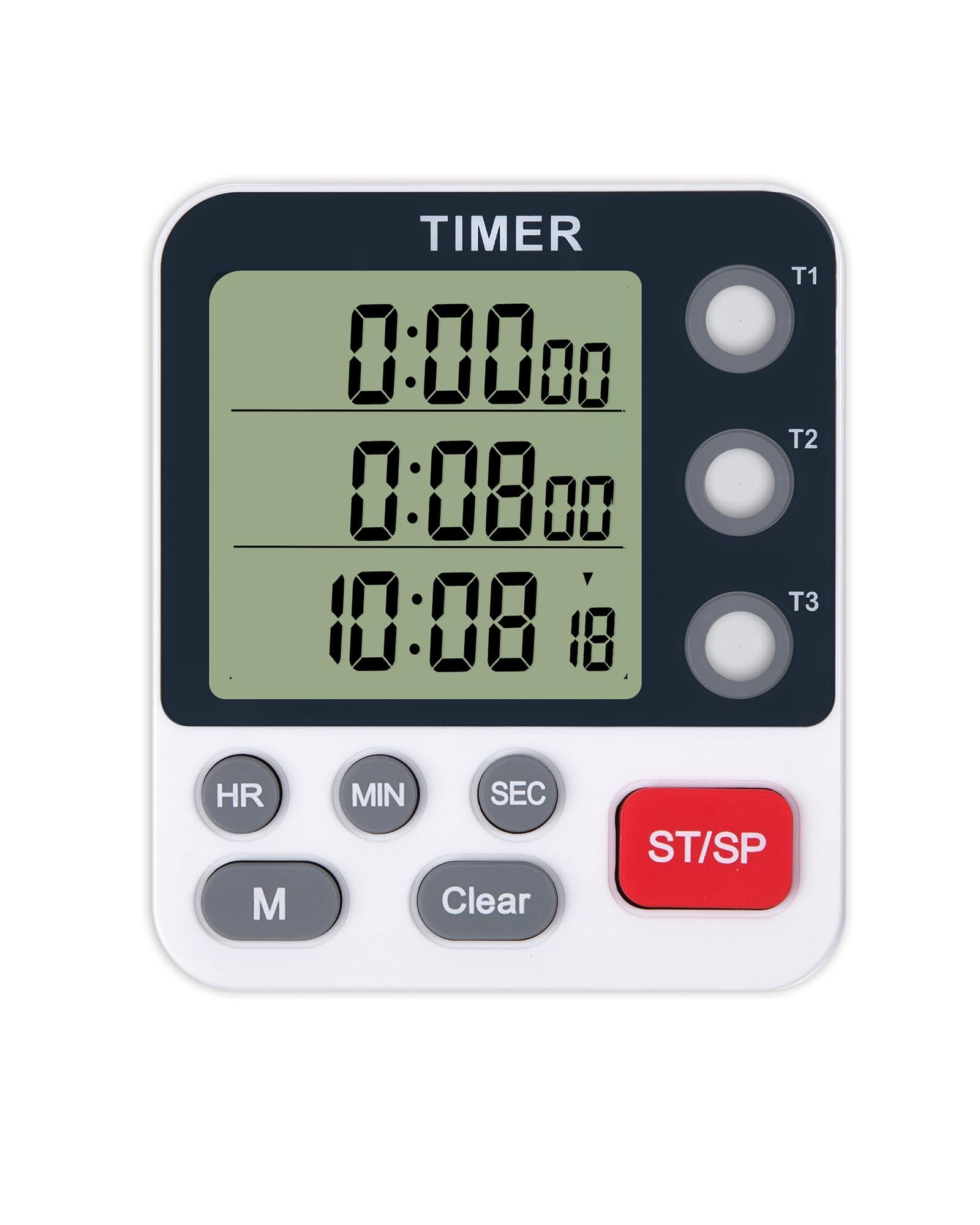 Dual Kitchen Timer Digital - 3 Channel for Cooking with Alarm, Large Display, Magnetic Back, Replaceable 3A Battery, Loud Food Timer, Modern White Design for Multi Timing Needs