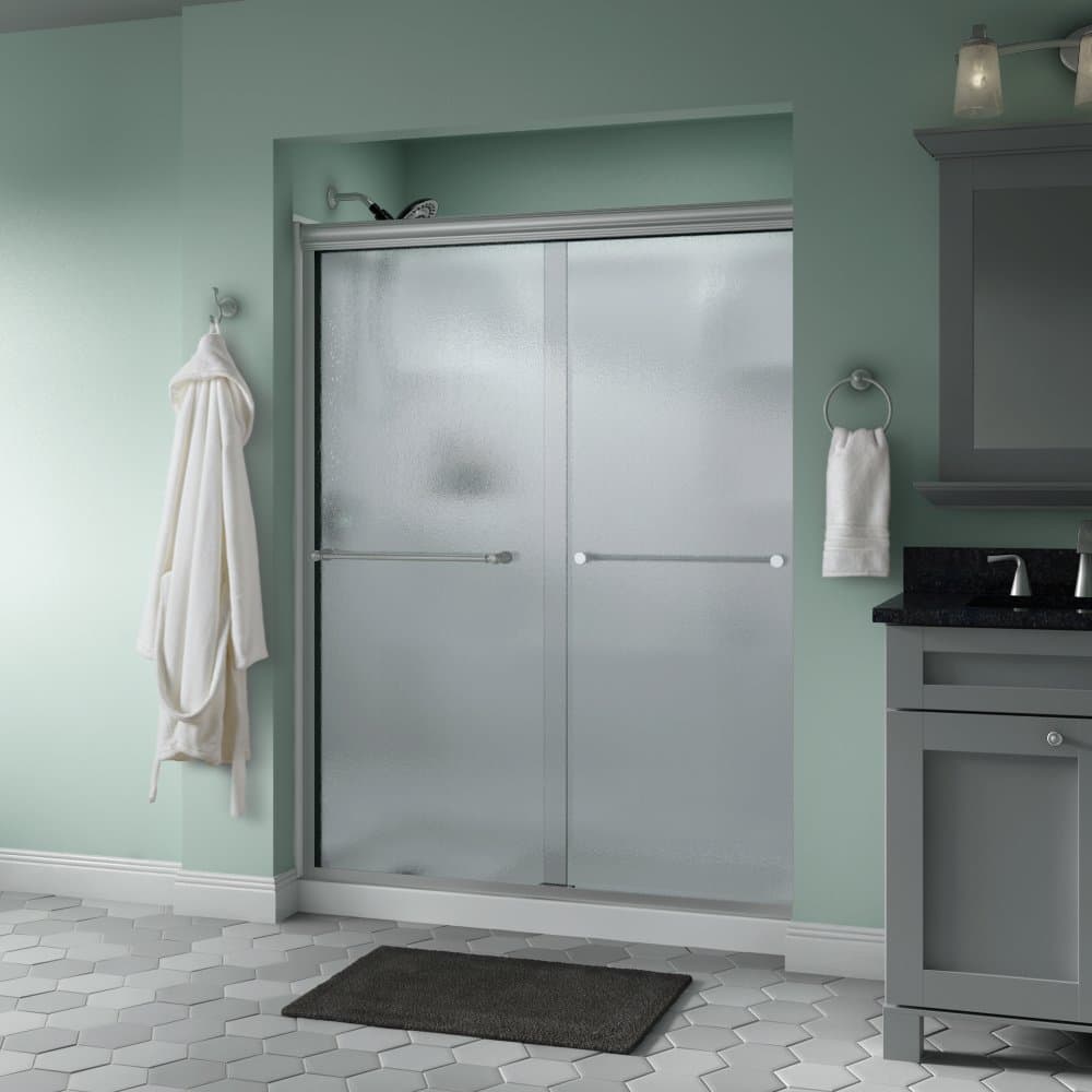 Delta Shower Doors SD3172293 Windemere Semi-Frameless Traditional Sliding Shower Door 60in.x70in., Nickel Track