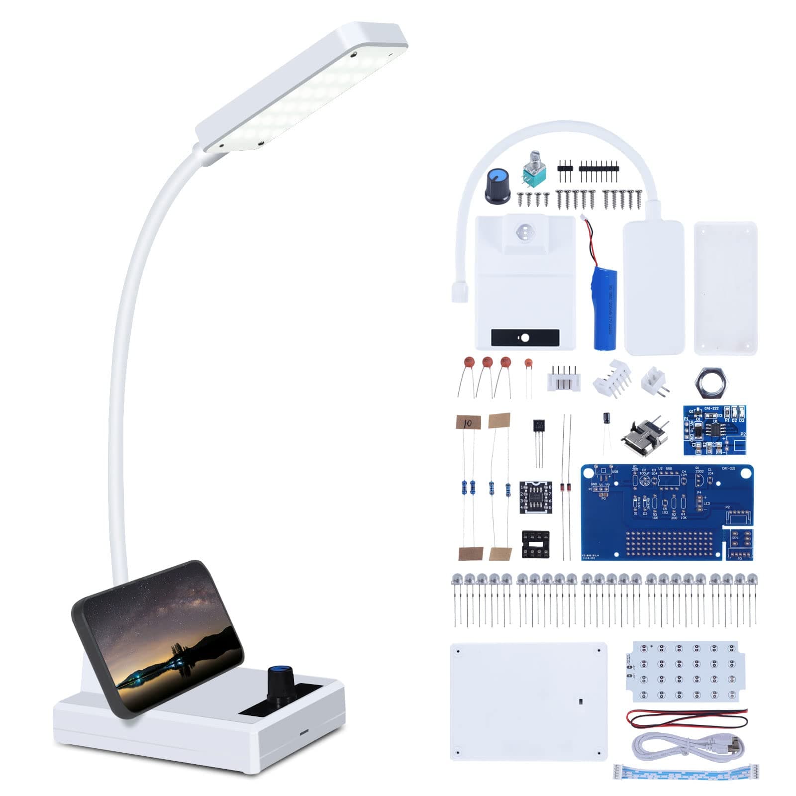 MiOYOOW Soldering Practice Kit LED Desk Lamp with Adjustable Brightness, DIY Electronic Soldering Project Kits Rechargeable Gooseneck Table Light for College High School Education or Home Office Use