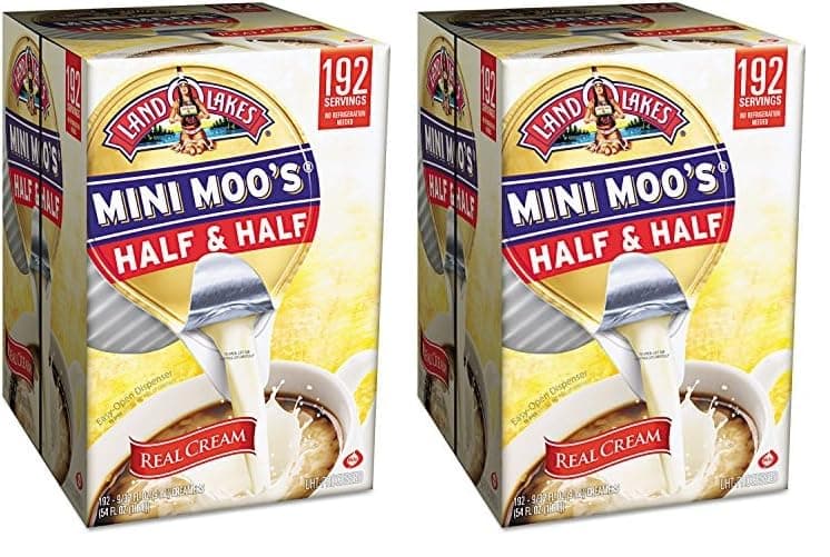 Land O Lakes Mini Moos Creamer Half & Half Cups 192Count 54 Fl Oz (Pack May Vary), Individual Shelf-Stable Half & Half Pods for Coffee Tea Hot Chocolate, Made With Real Cream (Pack of 2)