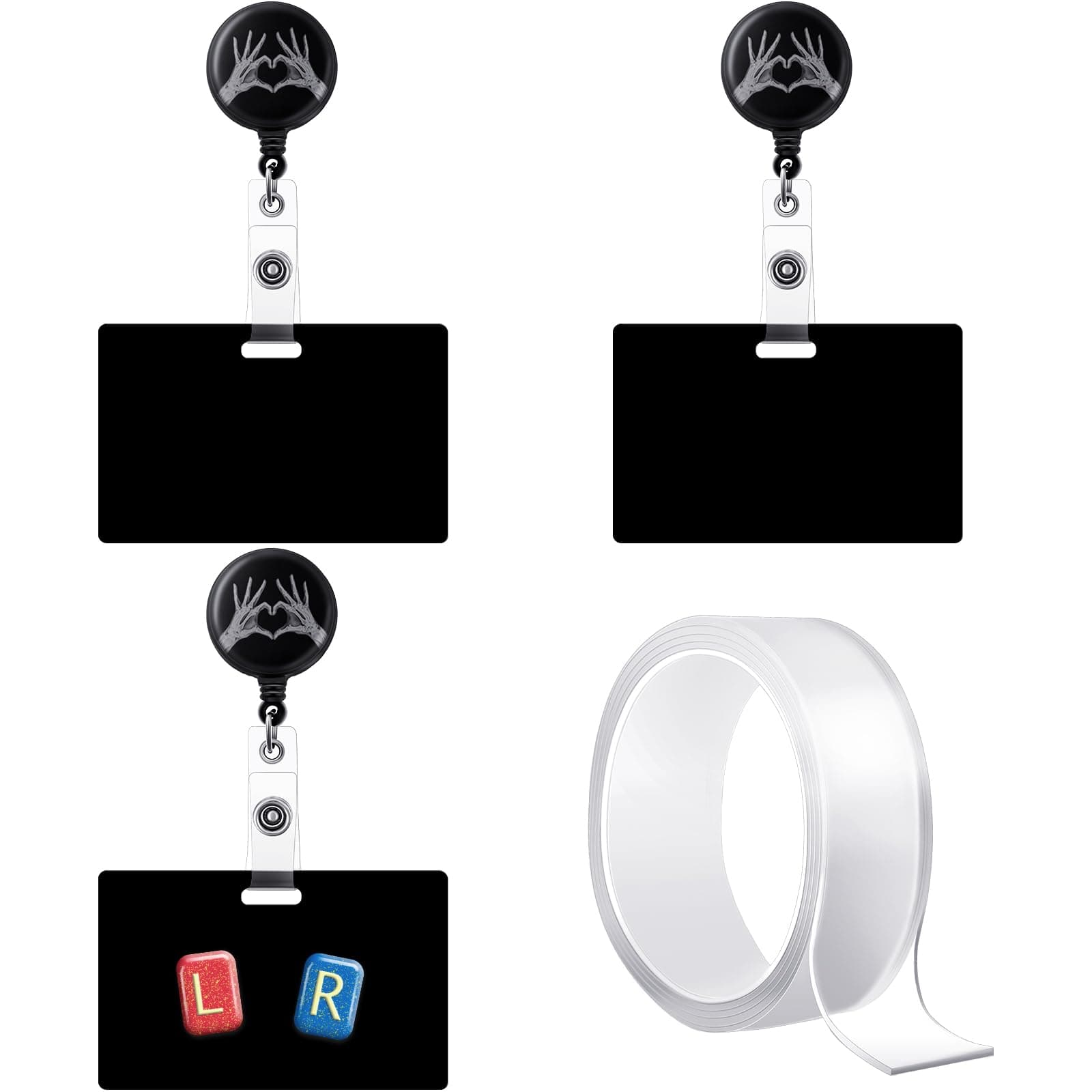 Zonon 6pcs X-Ray Marker Holders Retractable X-Ray Badge Reels with Nano Tape ID Cards Holder Radiographic Markers Reel for Radiologists Doctors Nurse Teachers Students Clinical Workers