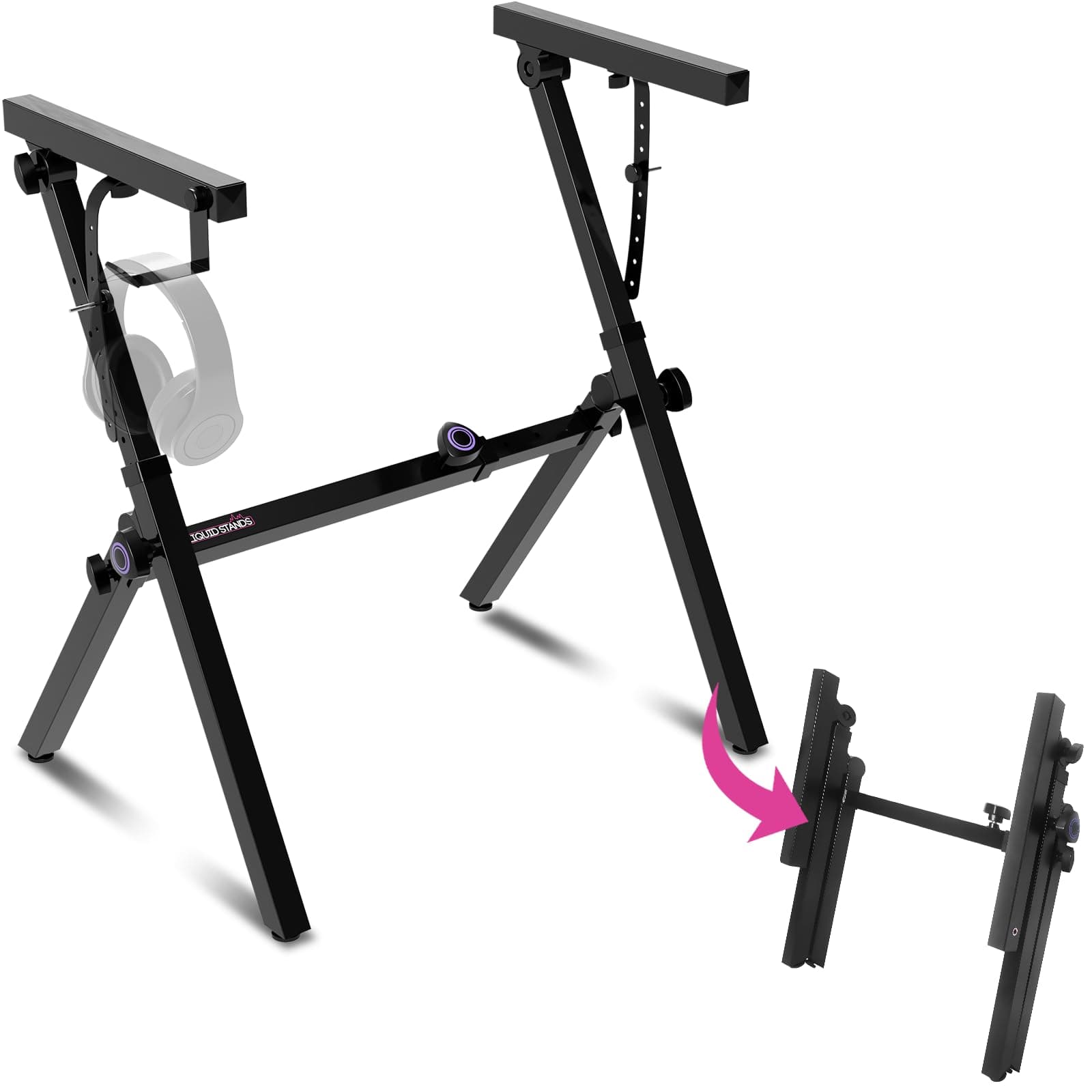 Liquid Stands Foldable Piano Keyboard Stand - 54-88 Key Z Style Adjustable Digital Piano Stand Electric Piano Stand - Portable Heavy Duty Music Stand for Kids, Adults - Sturdy Musical Keyboard Stand