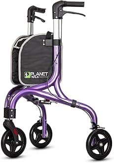 Premium 3 Wheel Rollator Walker for Seniors - Ultra Lightweight Foldable Walker for Elderly, Aluminum Three Wheel Mobility Aid, Dark Purple