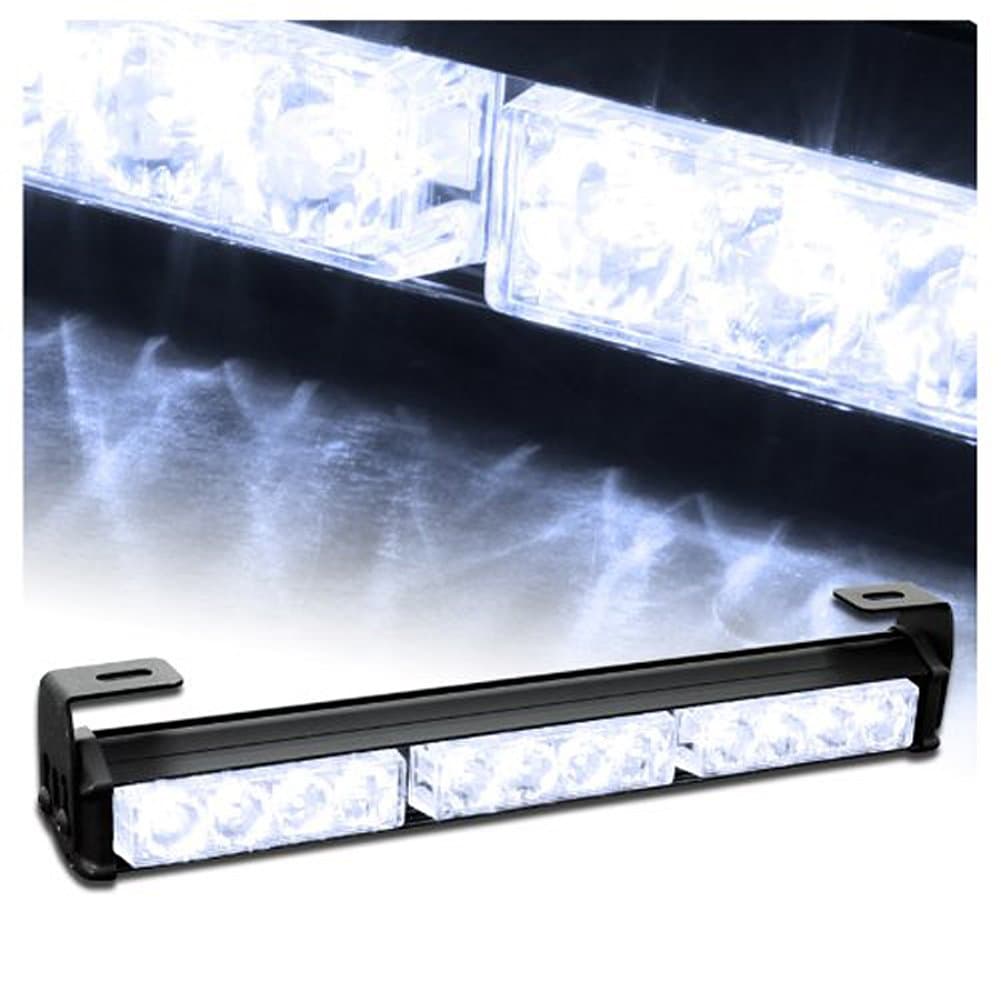 14" 12 LED Emergency Warning Traffic Advisor Vehicle Strobe Light Bar with 7 Flashing Modes (White)