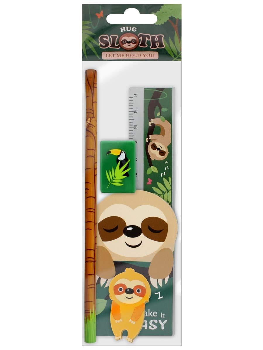 Grindstore Take It Easy Sloth Stationery Set (C) - Contemporary Style, A4 Writing Paper, 30 Sheets, Nc