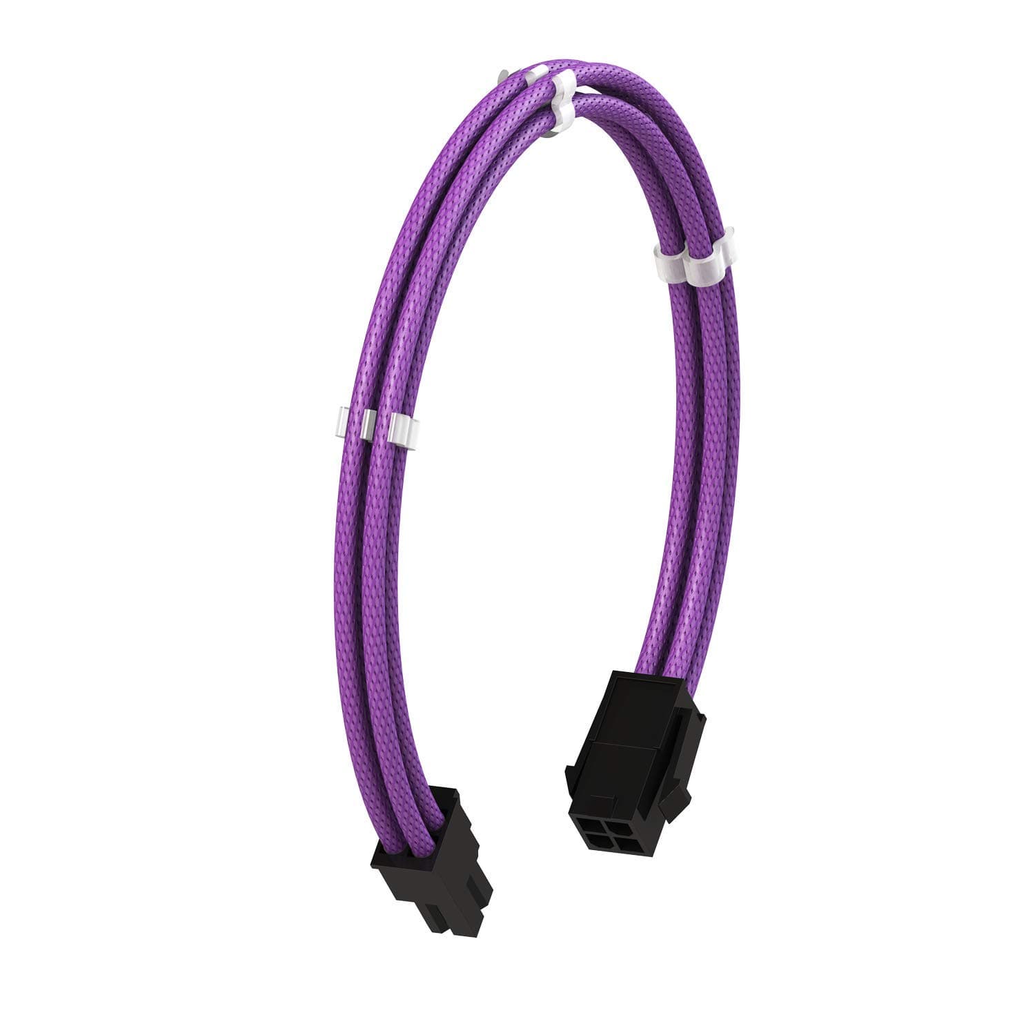 LINKUP - AVA 50cm EPS 4 Pin CPU ATX Motherboard PSU Power Supply Braided Sleeved Custom Mod PC Extension Cable w/Combs | Strong & Stiff Design | Single Pack | 500mm - Purple