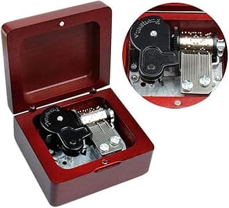 Music Box Vintage Wood Carved Wind Up Musical Box For Christmas,Birthday,Valentine's Day Gift(Wine Red Box)