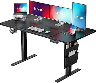 Marsail Standing Desks Adjustable Height Home Office Desks, 48x24 Inch Electric Standing Desk with Storage Bag,Stand up Desks for Study,Writing,Work Computer Desks Memory Preset with Headphone Hook