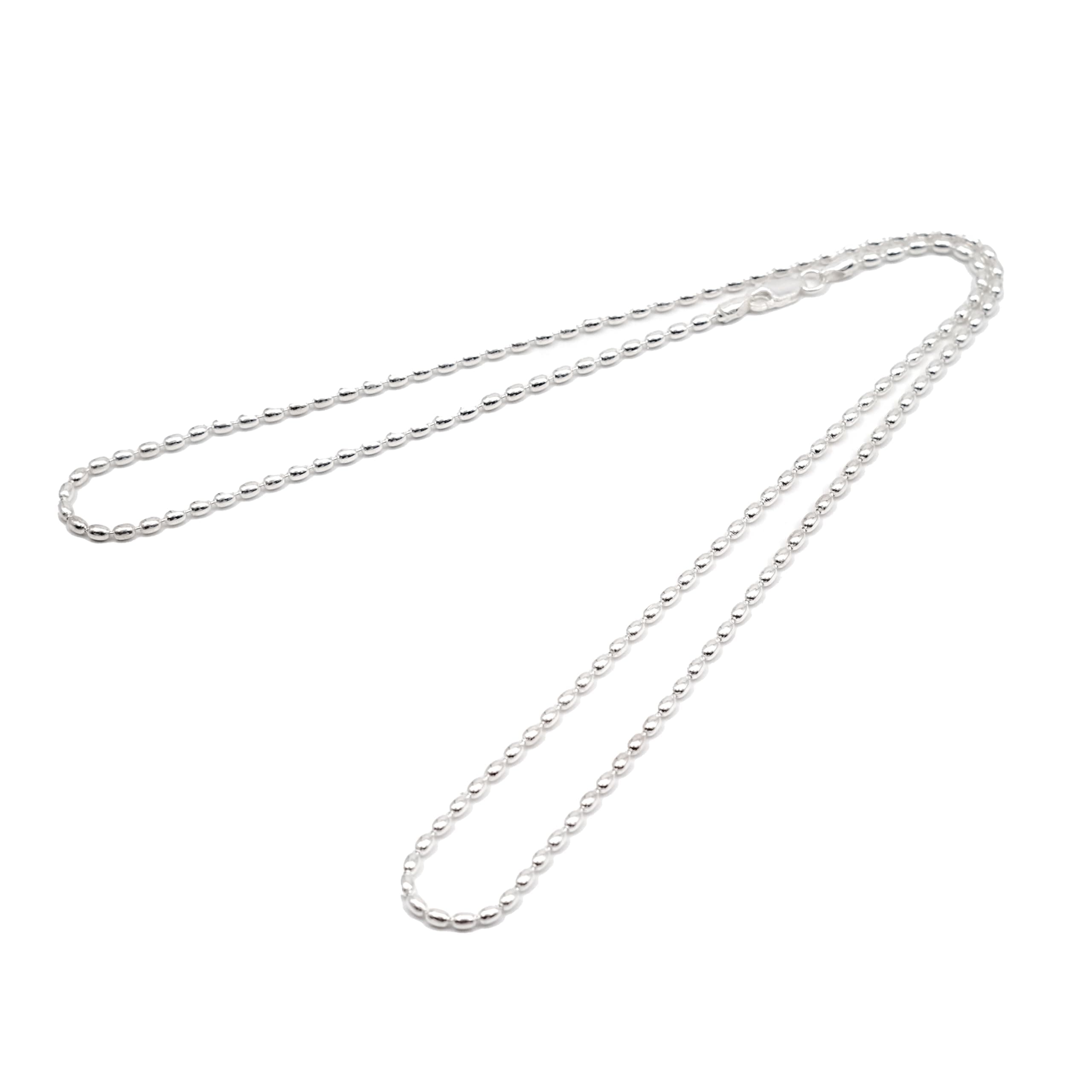 IndoMode️ 22" Beautiful St. Silver Charleston Rice Bead Necklace Chain 2.2 x3 MM Italian /230ga Lobster Claw Clasp