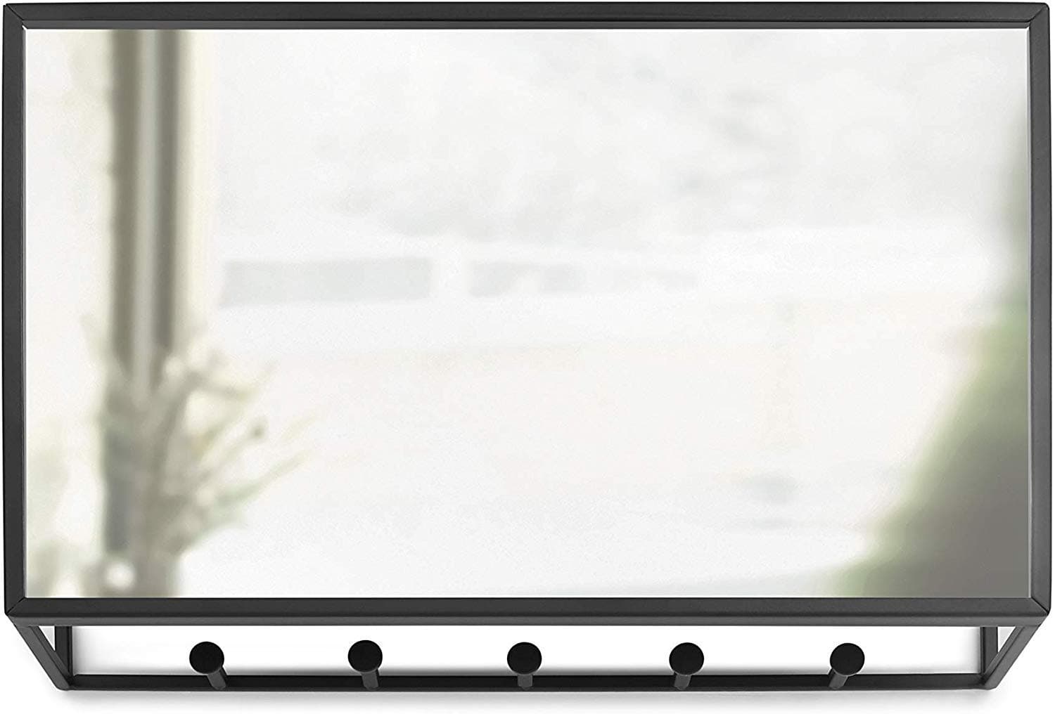 Umbra1012828-040 Cubiko Wall Mirror and Storage Unit with Open-Side Access, Black,8" Height