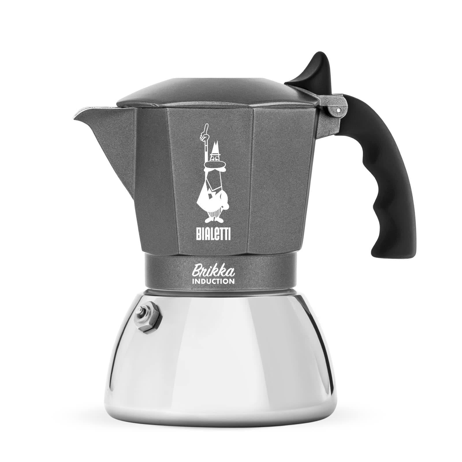 Brikka Induction Coffee Maker, 4 Cup (170ml), Espresso Bar Style, Suitable for All Types of Cookers, Stylish Design, Silver