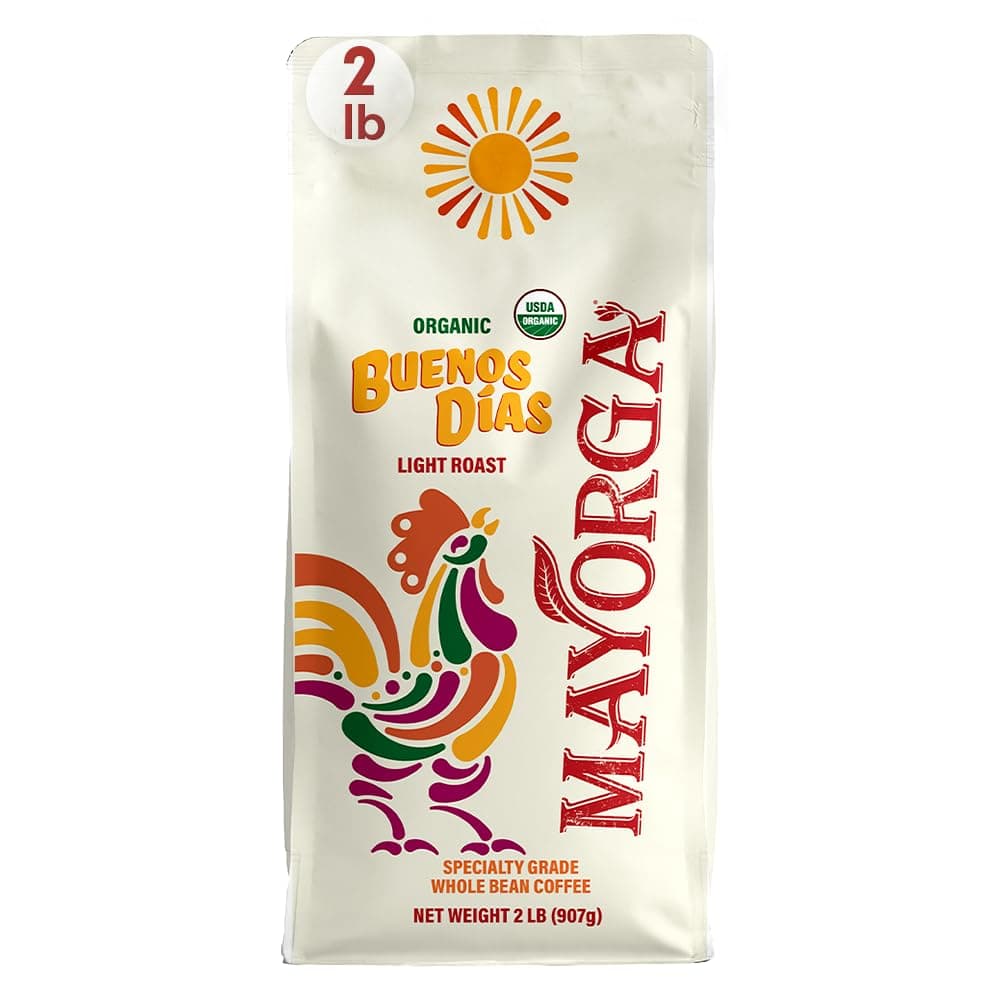 Mayorga Good Morning Blend Coffee, 2lb Bag - Light Roasted Coffee - Organic Coffee - 100% Arabica Beans - Sweet Passion Fruit Notes, Smooth Finish - Special Quality, GMO Free