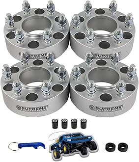 Supreme Suspensions - 4pc Set [Silver] 2" Hub Centric Wheel Spacers Kit for 2005-2023 Nissan Frontier Pathfinder Xterra - 6x114.3mm Bolt Pattern / M12x1.25 Studs - 4 Valve Caps Included