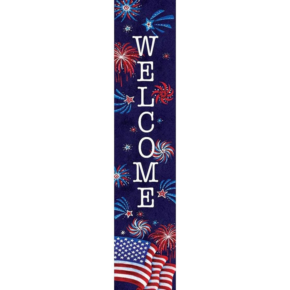 YIROCK Custom Decor Yard Expression - Fireworks & Flag Welcome - Yard Expression Sign - 6 inch x 30 inch PVC Sign Licensed, Trademarked, Copyright by CDI. Made in The USA!