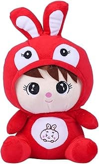Swarah Super Soft Plush Toy – Ultra-Cuddly Stuffed Animal for Kids & Adults for Birthdays, Baby Showers, Christmas, or Valentine's Day (Red Bunny 25cm)