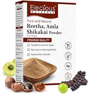 Elecious Pure Amla, Reetha, Shikakai Powder for Hair | Natural Hair Cleanser | 100% Natural, No Chemical or Preservative | SLS, Paraben-Free | Prevents Hairfall & Dandruff, Boost Hair growth