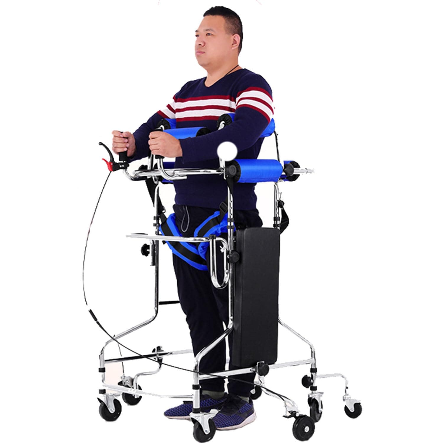 Walking Aid for The Disabled, 8-Wheel Anti-Tilt, Adjustable Height, Walking Aid for The Elderly, Hemiplegia Rehabilitation Standing Frame, Suitable for 58-71 Inches, Can Bear 220 Pounds,Male+Female