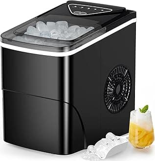 SilonnCountertop Ice Maker Machine - Auto-Cleaning Portable Ice Maker, 26lbs in 24Hrs, 2 Sizes of Bullet Ice for Home Kitchen Office Bar Party, Black