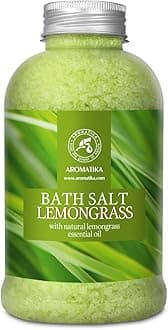 Bath Salts w/Natural Essential Lemongrass Oil 600g - Sea Salt Bath for Good Sleep - Bathing - Body Care - Wellness - Beauty - Relaxation - Aromatherapy - Spa - Bath Supplement