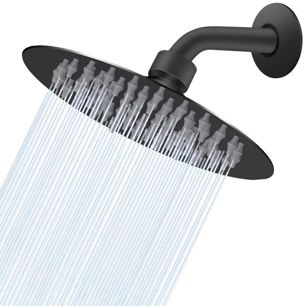 NearMoon Rain Shower Head, Ultra-Thin Design-Pressure Boosting, Awesome Some Experience, High Flow Stainless Steel Rainfall Head (6 Inch,Matte Black)