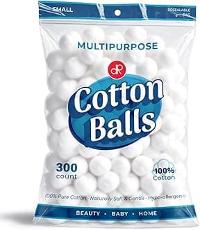 DecorRack 300 ct Small Cotton Balls, 100% Pure Natural Cotton, for Make-Up, Nail Polish Removal, Pet Care, Soft and Absorbent (Pack of 300)