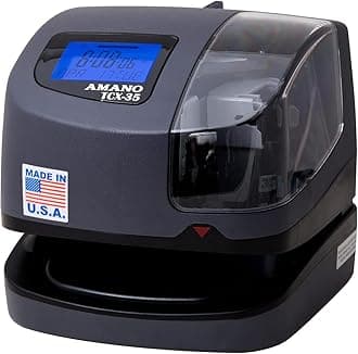 - AMANO TCX-35 Time Clock for Employees, Electronic Punch Clock for Small Business, Made in USA (Individual Unit)