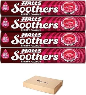 Halls Soothers 4 Cherry Flavour with Real Fruit Juice With A Liquid Centre for Little Moments of Refreshment - Sold by VR Angel
