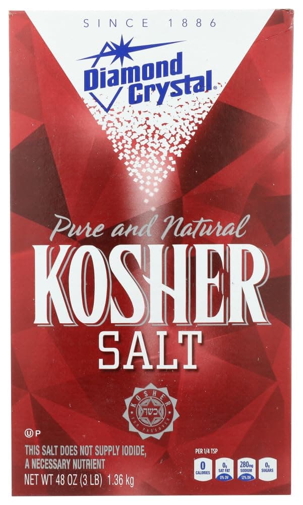 Diamond Crystal Pure and Natural Kosher Salt, 48 oz (Pack of 3)