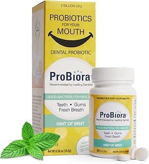 ProBiora Oral Probiotics for Teeth and Gums | Dental Probiotics for Improved Oral Health | Bad Breath Treatment for Adults | ProBiora3 Patented Probiotic Blend | Tooth Whitening | 30 Mint Tablets