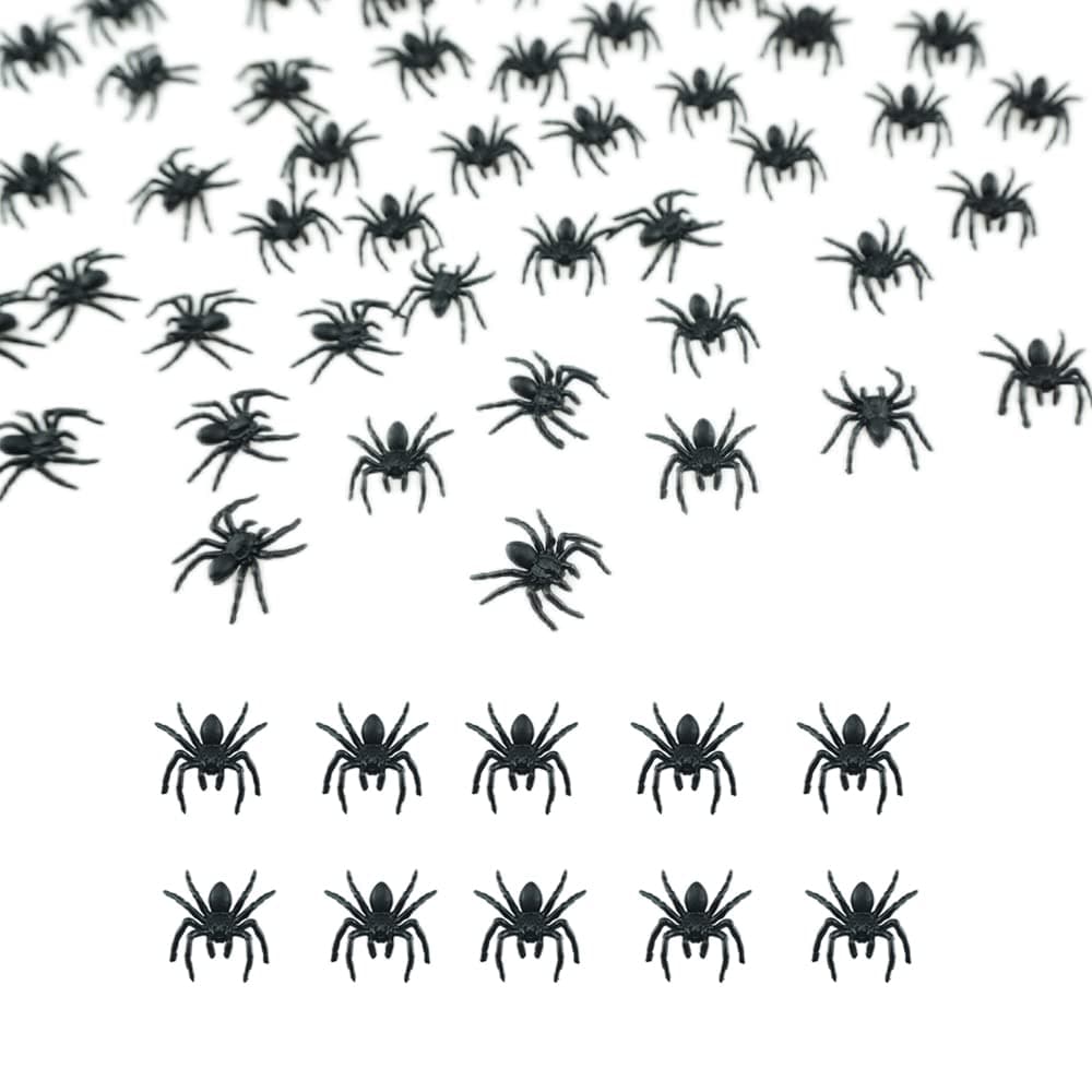 50 PCS Mini Plastic Spiders Small Fake Spiders Scary Realistic Spiders for Halloween Prank Props Decorations