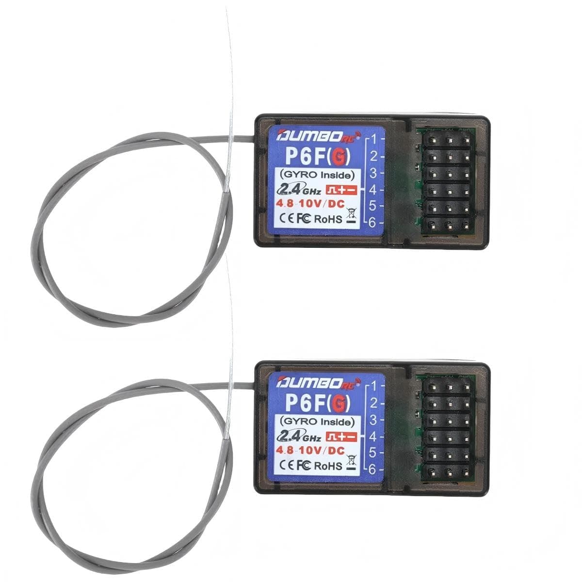 （2PCS ） DUMBORC P6FG 2.4G 6 Channel Gyro Inside Receiver for RC Car Boat Used for DUMBORC X4 X6 Transmitter