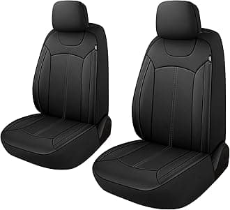 Premium Leather Car Seat Covers Front Set, Waterproof Stain-Resistant Seat Covers for Cars, Universal Automotive Interior Covers for Sedan SUV Truck Pick-up Van, Black