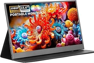 Portable Monitor 15.6'' 1080P FHD USB-C HDMI Computer Display w/Cover and Dual Speakers, Second Monitor for Laptop Mac PC Phone PS4/5 Xbox Switch