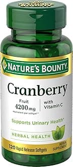 Nature's Bounty Cranberry Pills for Women Urinary Tract Health, Cranberry Supplements with Concentrate & Vitamin C, 120 Softgels
