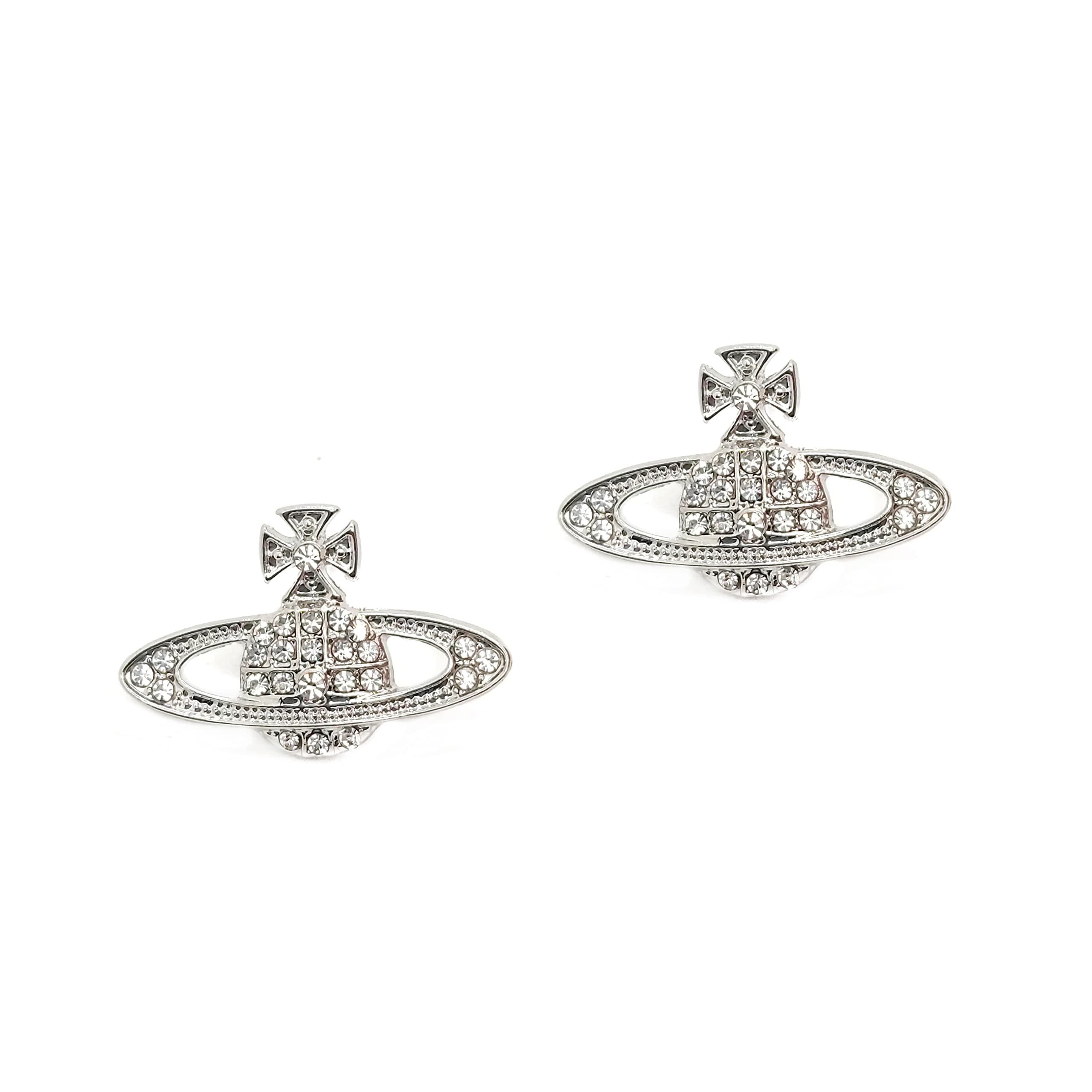 VMAXTANKSSaturn earrings Silver Plated Stud Earrings VW Tiny Orb Planet Earrings For Women Girls